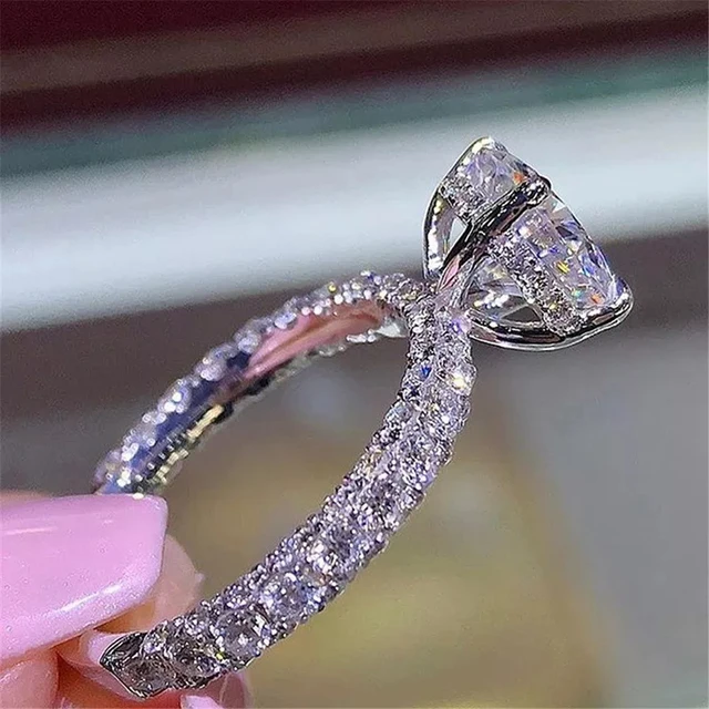 Adjustable Shiny Diamond Ring Full Crystal Cubic Zirconia